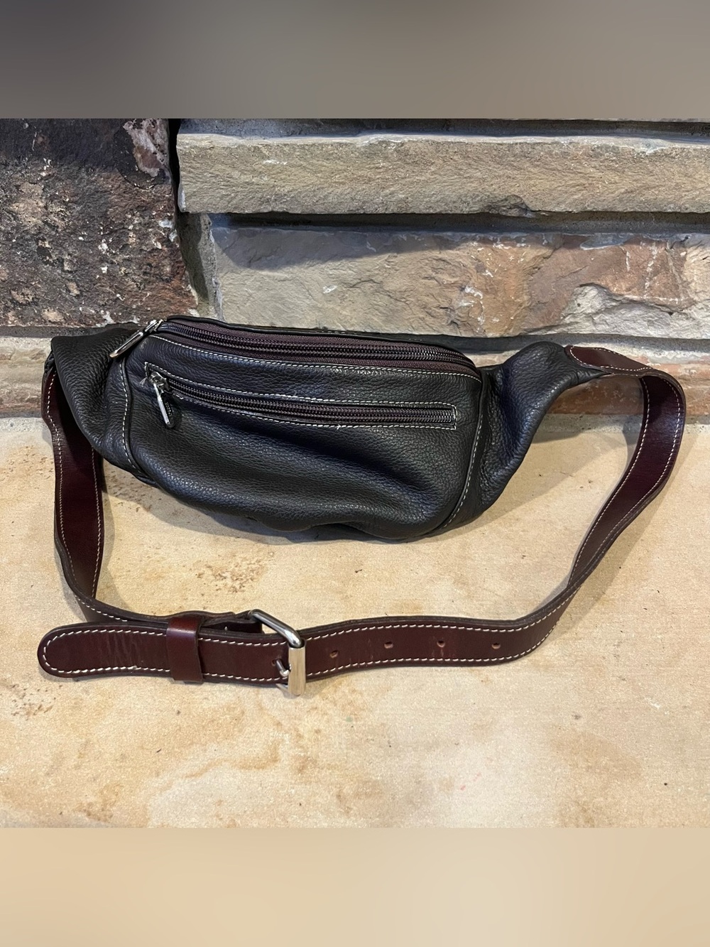 Roots Made in Canada Brown Leather Belt Bag